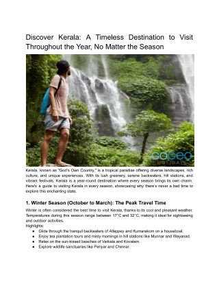 Discover Kerala_ A Timeless Destination to Visit Throughout the Year, No Matter the Season