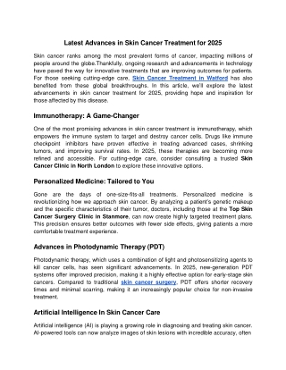 Latest Advances in Skin Cancer Treatment for 2025 - Google Docs