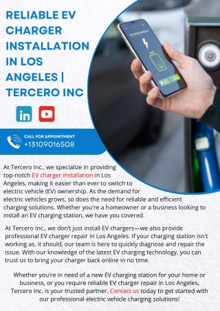 Reliable EV Charger Installation in Los Angeles | Tercero Inc