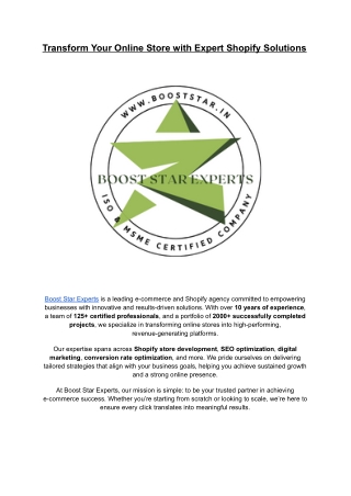 Boost star experts ppt