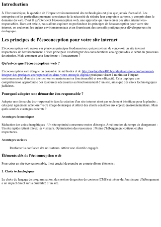 Les principes de l'écoconception pour votre site internet