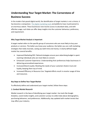 Understanding Your Target Market blog