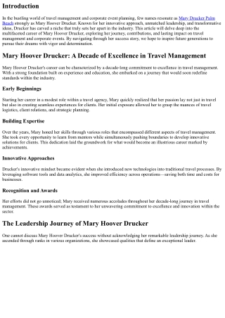 The Success Story of Mary Hoover Drucker: A True Inspiration