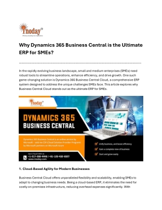 Why Dynamics 365 Business Central is the Ultimate ERP for SMEs