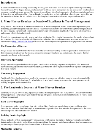 A Decade of Innovation in Travel Management with Mary Hoover Drucker