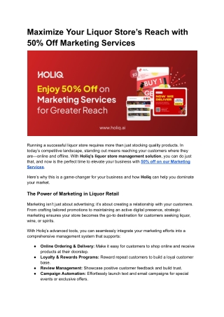 Maximize Your Liquor Store’s Reach with 50% Off Marketing Services