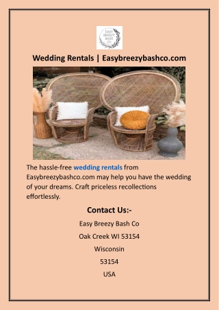 Wedding Rentals Easybreezybashco.com