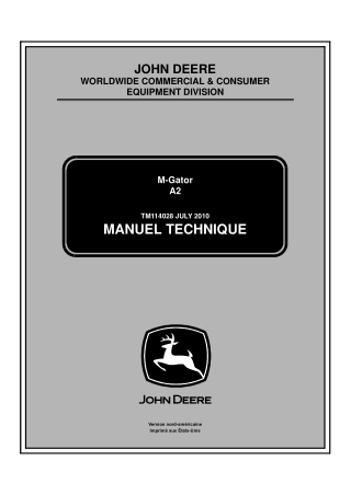 John Deere A2 M-Gator Service Repair Manual Instant Download (TM114028)