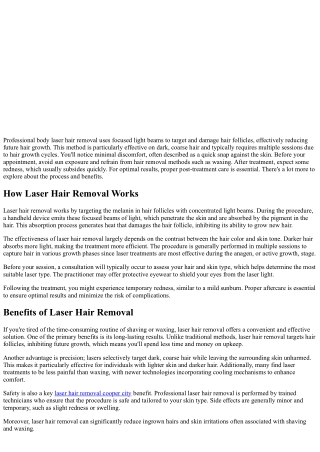 Professional Body Laser Hair Removal