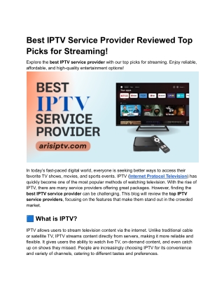 Best IPTV Service Provider Reviewed Top Picks for Streaming