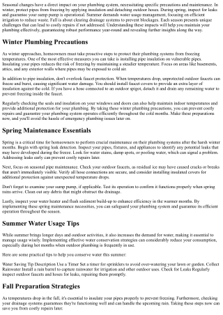 The Impact of Seasonal Changes on Your Plumbing