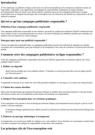 “Comment créer des campagnes publicitaires en ligne responsables ?”