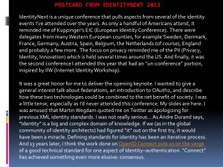 Postcard from IdentityNext 2013