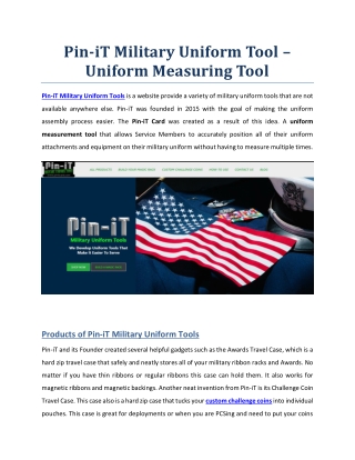 Pin-iT Military Uniform Tool – Uniform Measuring Tool