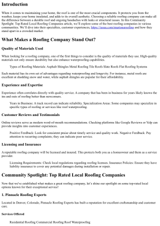 “Community Spotlight: Top Rated Local Roofing Companies”