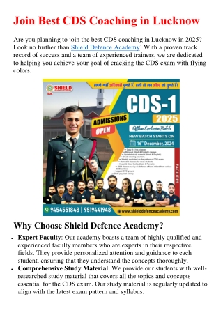 Join Best CDS Coaching in Lucknow