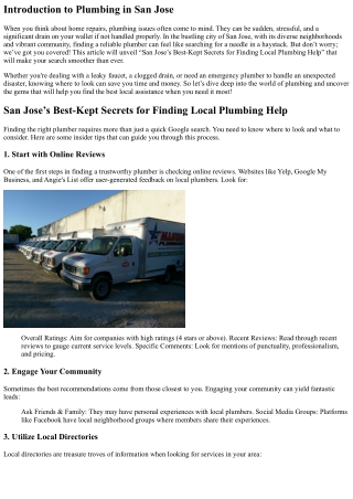 “San Jose’s Best-Kept Secrets for Finding Local Plumbing Help”