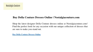 Buy Della Couture Dresses Online | Nostalgiacouture.com