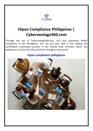 Hipaa Compliance Philippines | Cybervantage360.com