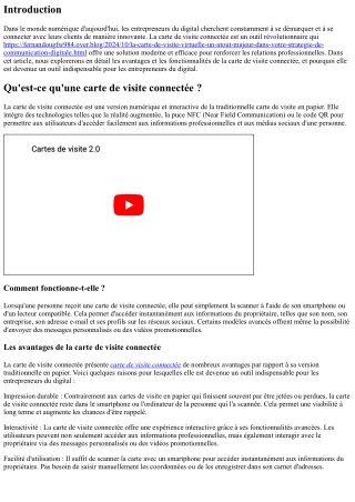 La carte de visite connectée : un outil indispensable pour les entrepreneurs du