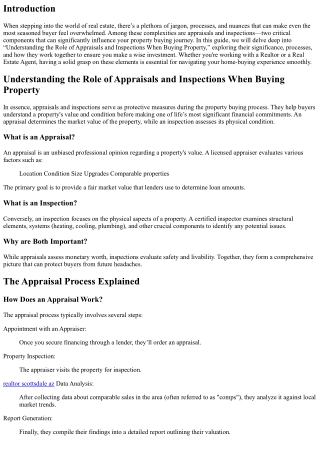 “Understanding the Role of Appraisals and Inspections When Buying Property”