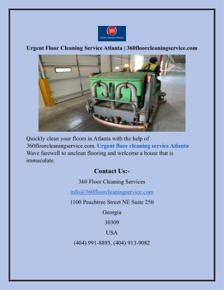 Urgent Floor Cleaning Service Atlanta  360floorcleaningservice.com