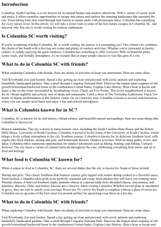 Nature Escapes: Scenic Trails and Parks to Explore in Columbia, SC