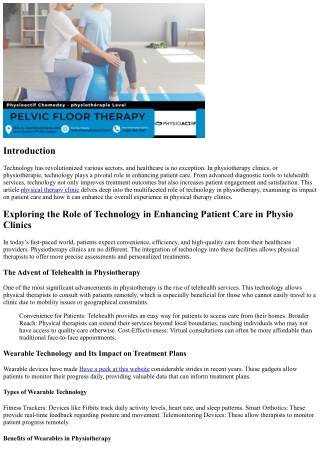 “Exploring the Role of Technology in Enhancing Patient Care in Physio Clinics”