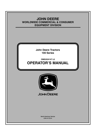 John Deere D100 D110 D120 D130 D140 D150 D160 D170 Lawn Tractors Operator’s Manual Instant Download (PIN100001-) (Public