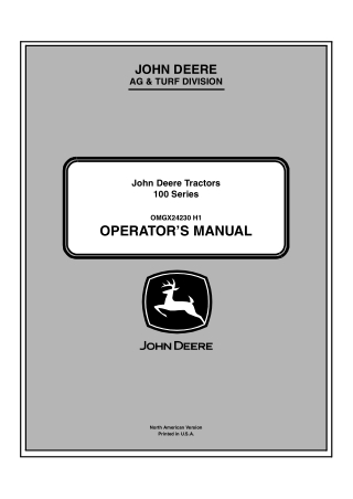 John Deere D100 D110 D120 D130 D140 D160 D170 Lawn Tractors Operator’s Manual Instant Download (PIN200001-) (Publication