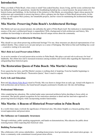 The Future of Historic Preservation in Palm Beach Through Mia Martin's Eyes