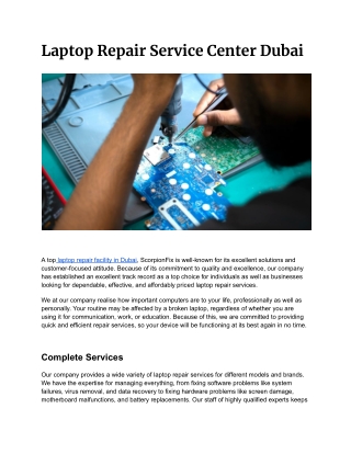Laptop Repair Service Center Dubai