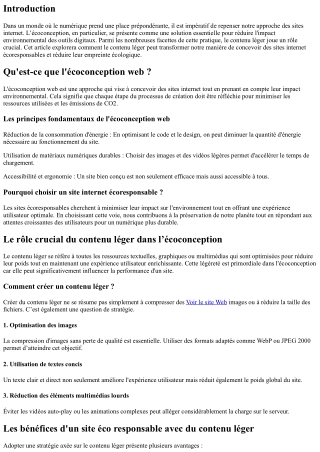 “Le rôle crucial du contenu léger dans l’écoconception”