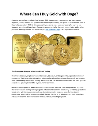 Where Can I Buy Gold with Doge