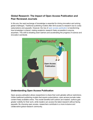 Global Research_ The Impact of Open Access Publication and Peer Reviewed Journals