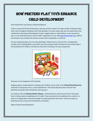 How Pretend Play Toys Enhance Child Development