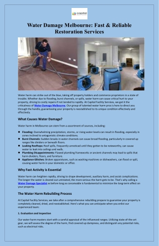 Water Damage Melbourne Fast & Reliable Restoration Services