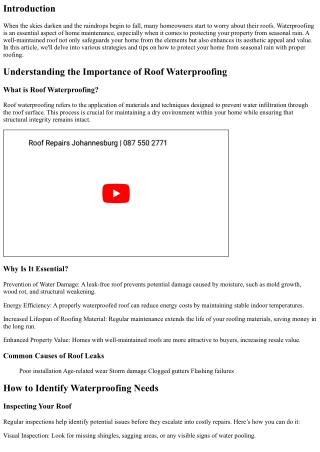 “How to Protect Your Home from Seasonal Rain with Proper Roofing”