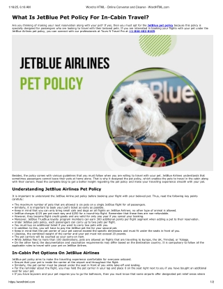 What Is JetBlue's Pet Policy For In-Cabin Travel?