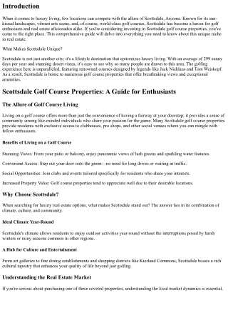 “Scottsdale Golf Course Properties: A Guide for Enthusiasts”