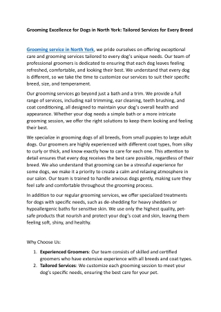 Dog Grooming In North York