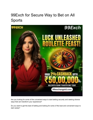 99Exch for Secure Way to Bet on All Sports