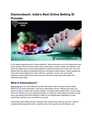 Diamondexch_ India’s Best Online Betting ID Provider