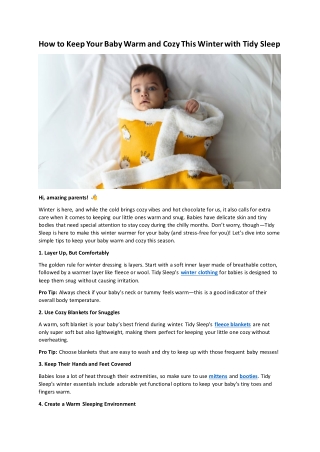 How to Keep Your Baby Warm and Cozy This Winter with Tidy Sleep