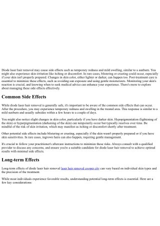 Diode Laser Hair Removal Side Effects