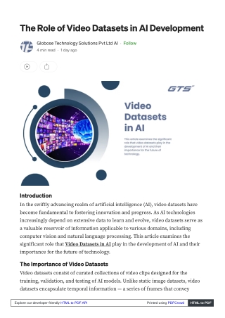 The Role of Video Datasets in AI Development