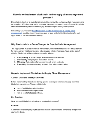 How do we implement blockchain in the supply chain management process?