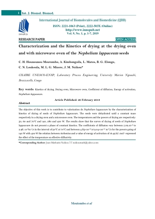 Characterization and the Kinetics of drying at the drying oven and with microwav