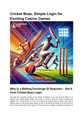 Cricket Buzz_ Simple Login for Exciting Casino Games