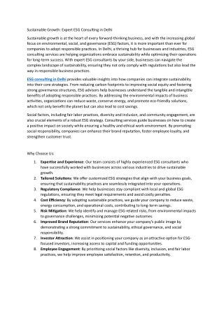 ESG Consulting in Delhi